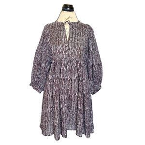 Banana Republic Womens Dress Size XS Tunic Babydoll Brown Puff Sleeve Mini Fall